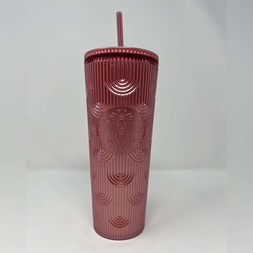 Starbucks Dusty Rose Pink Pearl Shell Mermaid Scales Siren Tumbler Fall 2023